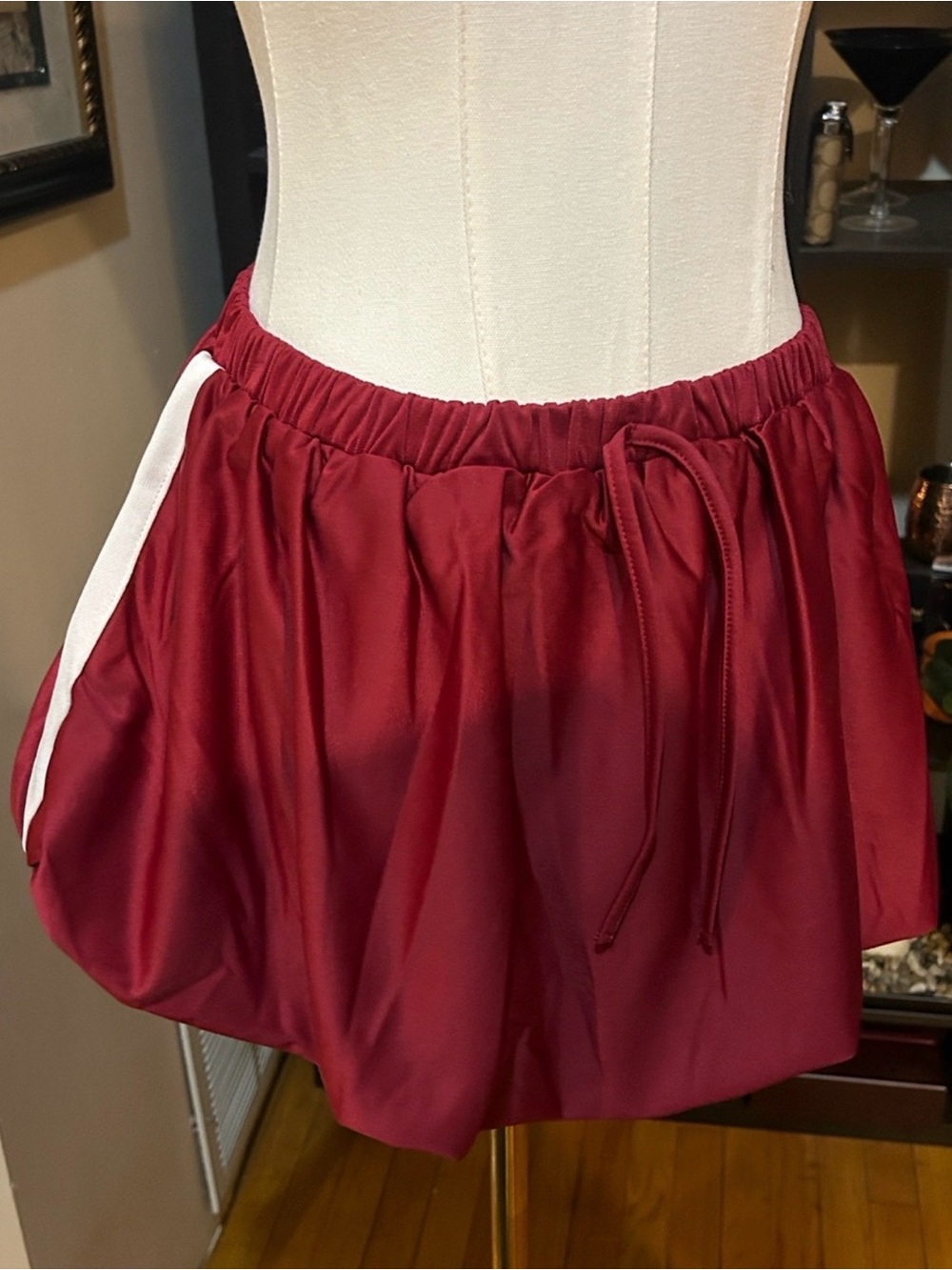 AKIRA Burgundy Athletic Skirt with White Side Trim